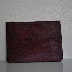 Sole Society Faux Fur burgundy Cheetah clutch